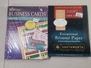 lot 159 image: Office Paper & Business Card Supplies Lot Royal Brites Business Cards 1000-Count Matte, Southworth Resume Paper 100-Sheet
