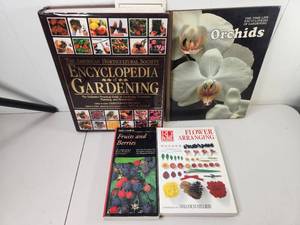lot 164 image: Gardening & Flower Books Lot - 4 Titles Encyclopedia Orchids Arranging Fruits Berries