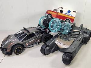 lot 205 image: Toy Vehicle Lot 4 Pieces Ambulance Race Car Motorcycle