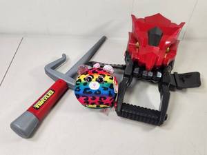 lot 219 image: Mixed Toy Lot Teenage Mutant Ninja Turtles Weapon, Ty Beanie Boo Plush, Red Robot Figure