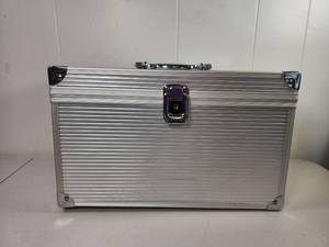 lot 232 image: Aluminum CD Storage Case with Dividers and Sleeved Card Pages