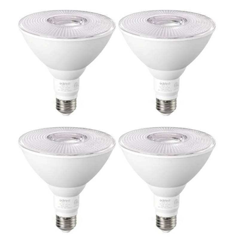 lot 27618 image: PAR38 Flood Lights Outdoor Bulb, Dimmable LED Flood Light Bulbs, 1800LM, 18W Equivalent 120W, Weatherproof LED Light Bulb for Backyard, Garage, Porch, Garden, 5000K Daylight, E26, 4 Pack - Retail $22