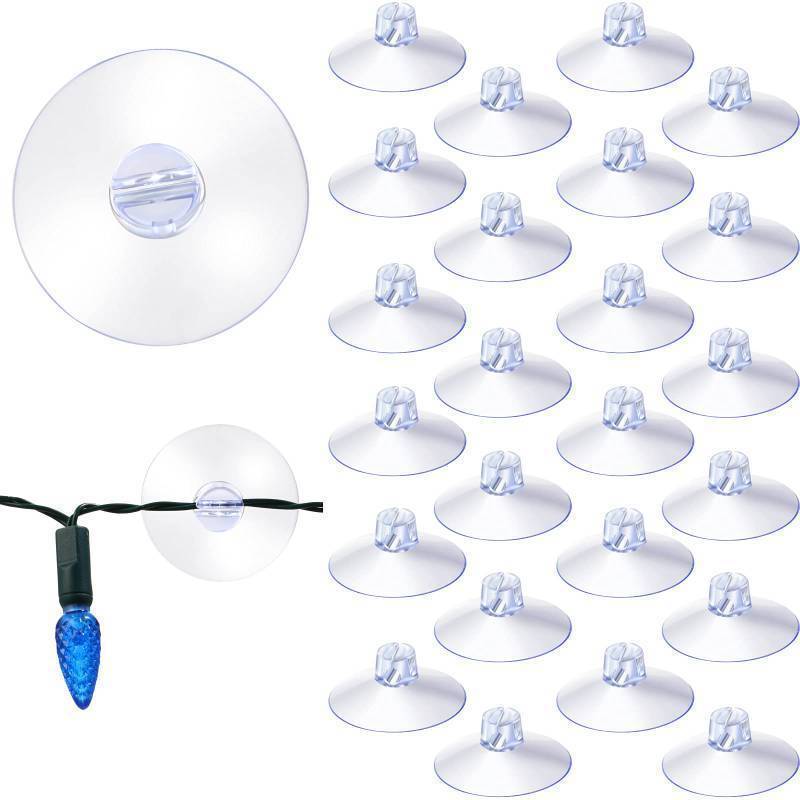 lot 62610 image: 22 Pieces Christmas Light Suction Cups Hooks for Glass Window Christmas Mini Suction Cup Clips Light String Heavy Duty Hooks Holder Plastic Shower Caddy Connectors for Xmas Kitchen Bathroom - Retail $13