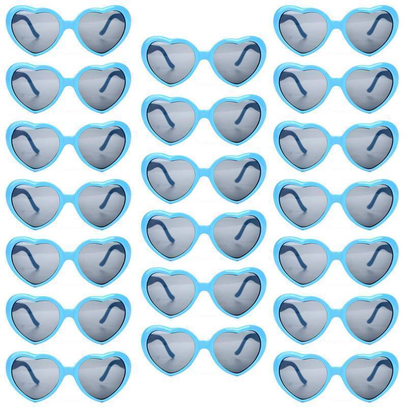 lot 62625 image: 20 Pack Red Heart Sunglasses Bulk for Adult Heart Shaped Bachelorette Sunglasses (20Skyblue) - Retail $30