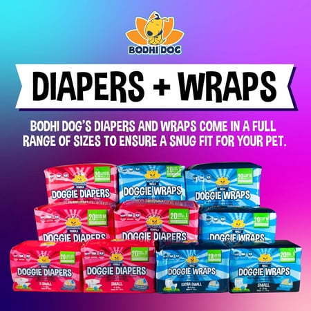 lot 46493 image: Size Medium Bodhi Dog Disposable Male Dog Diapers  Super Absorbent Leak-Proof Fit  Premium Adjustable Male Dog Pee Wraps with Moisture Control & Wetness Indicator... Size Medium - Retail $28