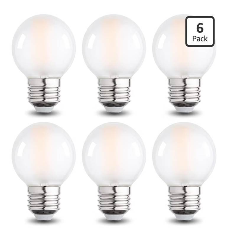 lot 46494 image: Frosted G16.5 Led Bulb, Matt Vanity Globe Light Bulbs, E26 Dimmable Globe Small Round Edison Light Bulbs, 6w 4000k Vintage LED Filament Edison Bulb - Retail $22