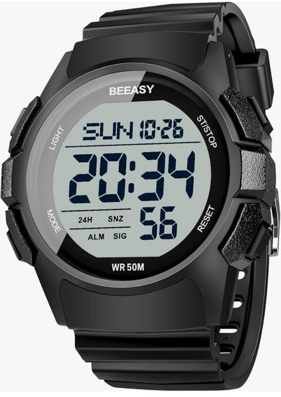 lot 46497 image: Mens Digital Sports Watch, 50M Waterproof 49mm Rubber Strap Mens Watches with Stopwatch, Countdown Timer, Alarm & Dual Time��Ideal for Sport, Gym, Running, Referee, School & Daily Wear - Retail $19