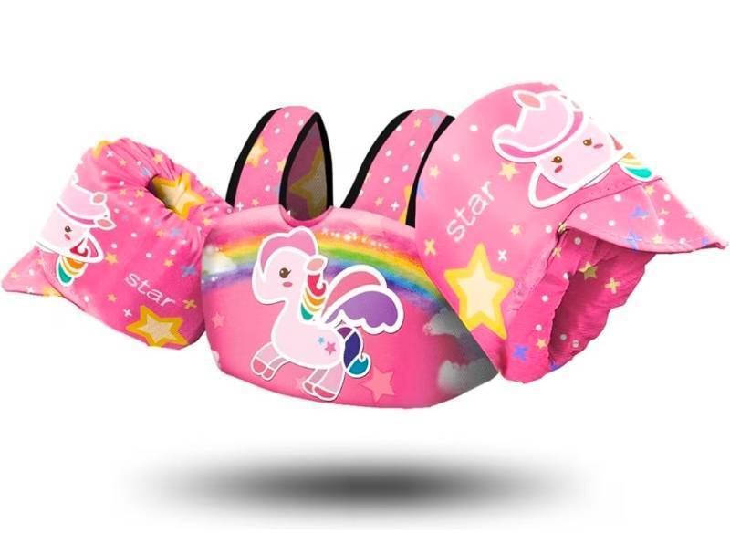 lot 46534 image: Kids Unicorn Rainbow Swim Float Vest with Arm Wings - Retail $15