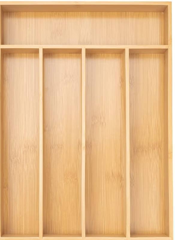 lot 46541 image: Silverware Organizer Kitchen Drawer Organizer Utensil Organizer Bamboo Silverware Holder Cutlery Organizer in Drawer Flatware Organizer Tray - Retail $20
