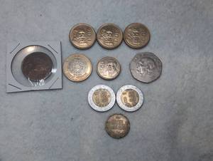 lot 1008 image: Mexican Coin Lot 100 Pesos 50 Pesos 10 Pesos 5 Pesos 20 Centavos - 10 ct