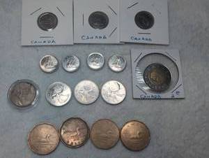 lot 1011 image: Canadian Coin Collection 10-Cents 25-Cents One-Dollar Two-Dollar - 18 ct