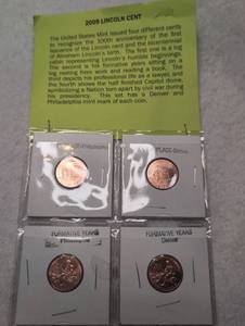 lot 1020 image: 2009 Lincoln Cent Set Philadelphia Denver Mint Marks -4 ct