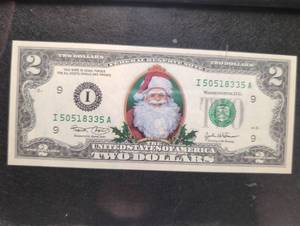 lot 1030 image: United States $2 Bill Santa Claus Design I50518335A