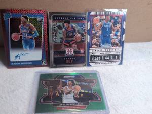 lot 1407 image: Basketball Trading Cards Aaron Wiggins Saddiq Bey Zion Williamson - 4 ct