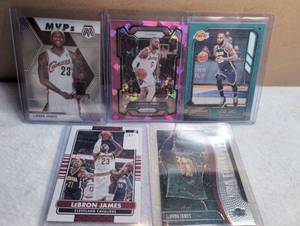 lot 1413 image: LeBron James Basketball Trading Cards Panini Prizm Mosaic Playbook - 5 ct