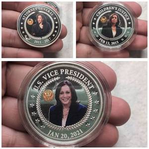 lot 1023 image: Commemorative Kamala Harris Coins Attorney General Vice President Childrens Justice 2011-2021 - 3 ct&nbsp