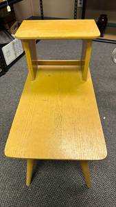 lot 31 image: MCM Blonde (slightly yellow tint) colored Wood Side Table with Shelf Open Storage