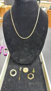 lot 102 image: Gold-Tone Chain Necklace, Brooches, Pins and Pendant
