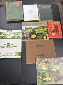 lot 223 image: Lot of 8 Books Chevrolet Truck Training, John Deere Tractors, Hymns & Inspirational