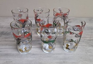 lot 402 image: Set of 6 Glasses with Bird and Pheasant Designs