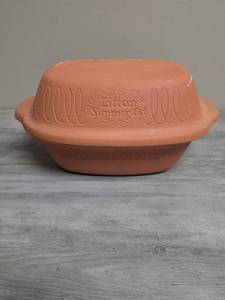 lot 436 image: Litton Terracotta Microwave Simmer Pot with Lid and Cookbook