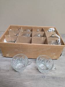 lot 437 image: Cut Glass Punch Glasses with Handles Lot of 12