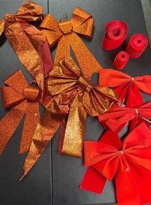 lot 305 image: Holiday Decoration Bows and Ribbon Spools Assorted -Gold and Red