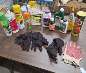 lot 1003 image: Pest Control & Garden Supply Lot - Insecticide, Herbicide, Gloves