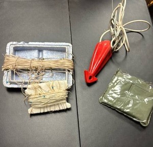 lot 764 image: Hand Lines with Hooks, Red Diving Anchor, Green Pouch