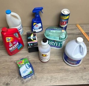 lot 587 image: Cleaning Products Lot - Resolve, Ajax, Bissell Tough Stain, Dryel In-Dryer Cleaner and more