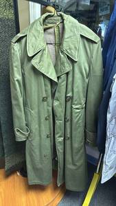 lot 703 image: Green Army Trench Coat Small Double-Breasted
