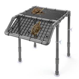 lot 4123 image: SKARUS Adjustable Standing Turtle Basking Platform (6.49-15.16 H)&nbsp 13.4 9.8 Large Suspended Aquarium Dock with Full-Width Non-Slip Ramp, Above Water Dry Area for 40 X 125 Gallon Tanks - Retail $31