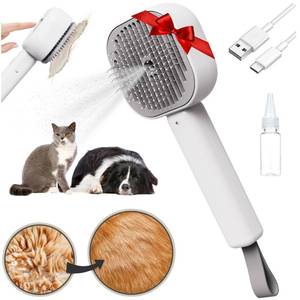 lot 4130 image: FurBuddies (Abandoned Pets Charity 4-in-1 Pet Steam Brush Ultra Quiet Technology Groom, De-Shed &amp Hydrate  Cool Mist, Self-Cleaning, UV Light, USB-C Rechargeable Grooming Tool for Cats &amp Dogs - Retail $15
