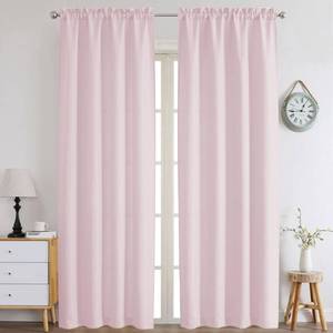 lot 4135 image: Chyhomenyc Bennet Blush Pink Curtains 96 Inches Long 2 Panels, Faux Linen Textured Semi Sheer Airy Light Filtering Soft Privacy Farmhouse Curtain Drapes for Living Room Bedroom, Each 40 Wx96 L - Retail $20