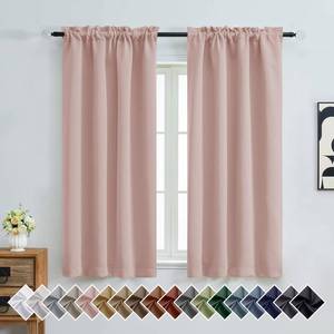 lot 4151 image: OVZME Blush Pink Blackout Curtains 2 Panels for Girls Room, Thermal Insulated Room Darkening Curtains for Living Room, Energy Saving Window Treatment Curtains Blackout Drapes, 2x40Wx63L Inches - Retail $14