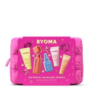 lot 4166 image: BYOMA Universal Skincare Heroes (5-Piece Kit) - Skincare Gift Set with Jelly Cleanser, Milky Toner, Hydrating Serum, Gel Cream & SPF 50 - Skin Barrier Repair Gift Set with Makeup Bag