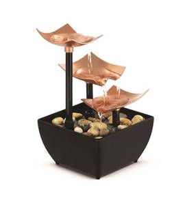 lot 4181 image: Homedics Tabletop Water Fountain, 3 Tier Indoor Waterfall Fountain with Natural River Rocks, Quiet Pump for Relaxation, Zen Home &amp Office Desk Dacor, AA Battery Powered - Retail $30