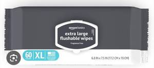 lot 4220 image: Amazon Basics Extra Large Flushable Wipes 60 Count XL Fragrance Free