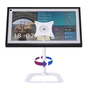 lot 4226 image: ITSHOM Mount Compatible with Echo Show 15 (1st, 2nd Gen), Swivel 270 Degrees Left and Right, Tilt 90 Degrees Up, Rotate 360 Degrees for Landscape or Portrait, Riser Stand Made of Solid Steel (White) - Retail $29