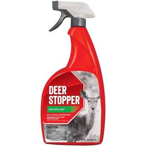 lot 4264 image: Deer Stopper, Liquid Animal Stopper Repellent, All Natural, Effective All Year Round, Safe for People and Pets, No Harsh Chemicals, Ready to Use, Deer & Moose Repellent - 32 oz. Trigger - Retail $10
