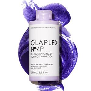 lot 4277 image: Olaplex N�.4P Blonde Enhancer Purple Toning Shampoo Neutralizes Brassiness & Strengthen  Repairs Damages & Hydrates Hair  For Coily, Curly, Straight, and Wavy, 250 mL  8.5 Fl. Oz. - Retail $26