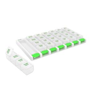 lot 4285 image: EZY DOSE Weekly (7 Day) 4 Times a Day Push Button Pill Organizer and Vitamin Planner, Removable Daily Pillboxes, Green, Convenient and Easy to Use, Clear Lids, Large, BPA Free - Retail $6
