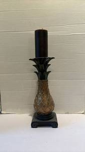 lot 1002 image: Pineapple Form Candlestick with Black Candle.