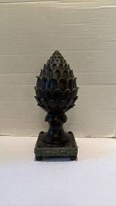 lot 1003 image: Artichoke Finial Decorative Accent with Square Base