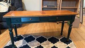 lot 1012 image: Console Table with Two Drawers and Turned Legs