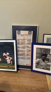 lot 1019 image: Framed 1983 Royals Schedule and two Amos Otis framed photos