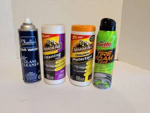 lot 2006 image: Car Care Product Lot Charlios Glass Cleaner, Armor All Wipes, Protectant, Turtle Tire Foam