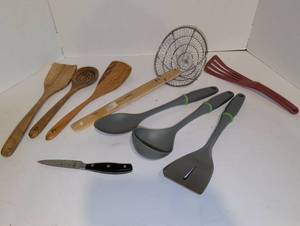 lot 2210 image: Kitchen Utensils Wooden Spoons Net Knife