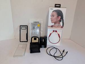 lot 2236 image: Shokz OpenRun Bone Conduction Sport Headphones Red with Accessories Bundle