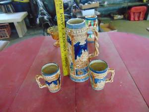 lot 4519 image: Mugs and Pitcher Type Vessel- - Steins Made in Japan